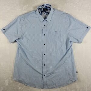 7 Diamonds 4 Way Stretch Shirt Men's 2XL Blue Geometric Short Sleeve Comfort